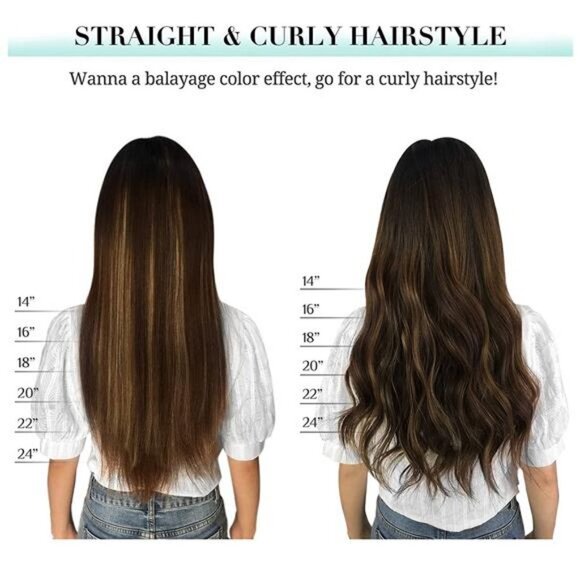 Hair Extension Human, Balayage Dark Brown to Chestnut Brown 120g 7pcs 18 " - Picture 6 of 6